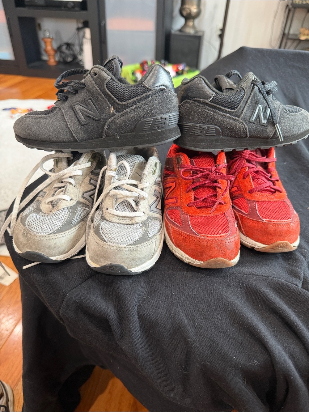 New Balance Kids' Black, Gray & Red Sneakers Trio
